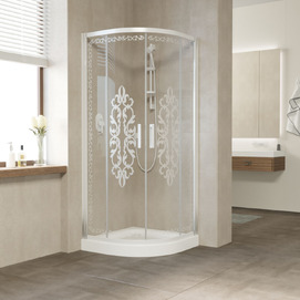 Душевой уголок Vegas-Glass 90х90 ZS 0090 01 Felicita1 профиль белый, стекло Felicita1