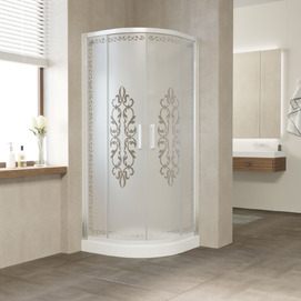 Душевой уголок Vegas-Glass 90х90 ZS 0090 01 Felicita2 профиль белый, стекло Felicita2