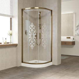 Душевой уголок Vegas-Glass 90х90 ZS 0090 05 Felicita1 профиль бронза, стекло Felicita1