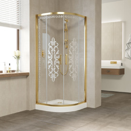 Душевой уголок Vegas-Glass 100x90 ZS 100*90 09 Felicita1 профиль золото, стекло Felicita1