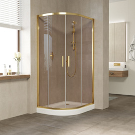 Душевой уголок Vegas-Glass 100x90 ZS-F 100*90 09 05 профиль золото, стекло бронза