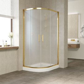 Душевой уголок Vegas-Glass 100x90 ZS-F 100*90 09 10 профиль золото, стекло сатин