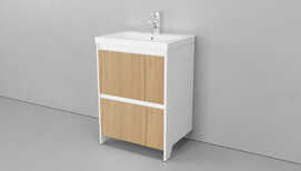 Мебель для ванной Velvex Klaufs 60 напольная 2 ящика, белая/дерево