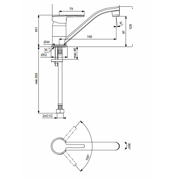 Смеситель для кухни Vidima Logic BA282AA, цвет хром - фото 2