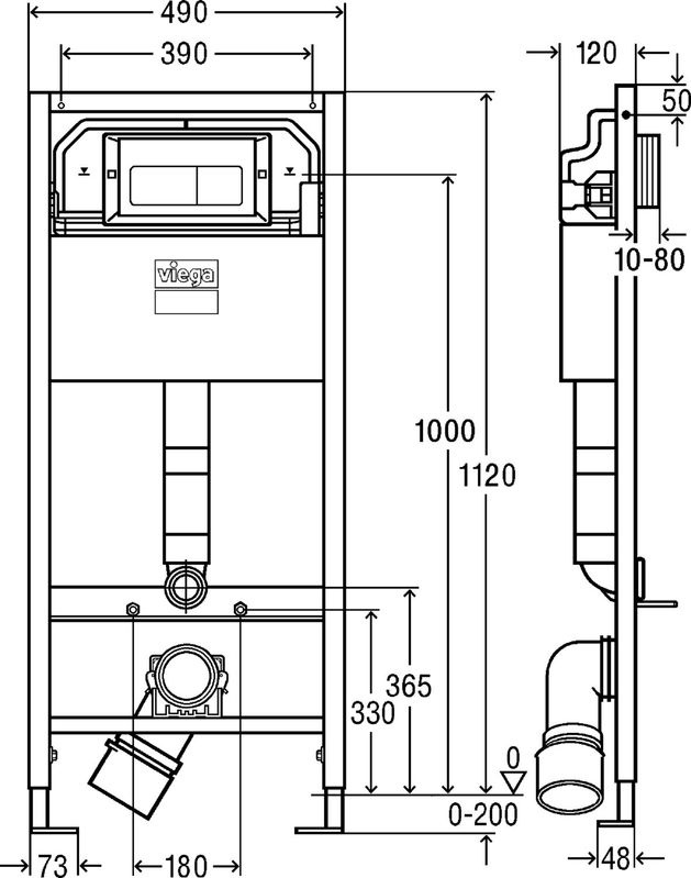 Инсталляция для унитаза Viega Prevista Dry 792824 с кнопкой хром - фото 2