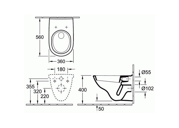 Унитаз подвесной Villeroy Boch Onovo 5660H101 с крышкой 28958₽