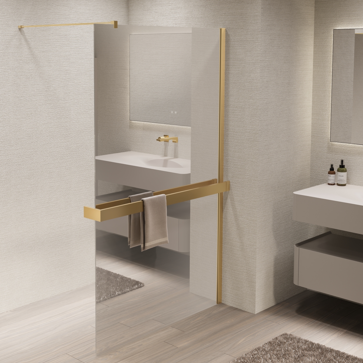 Душевая перегородка Walk In Vincea 100x200 VSW-1HR100MRG стекло зеркальное профиль матовое золото 35670₽