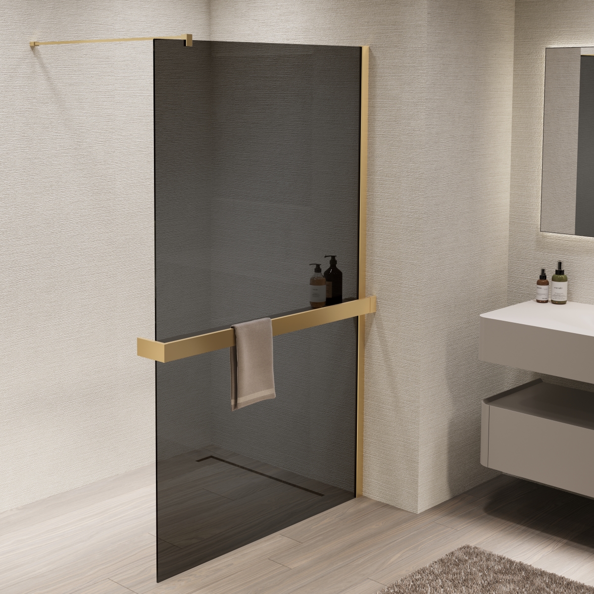 Душевая перегородка Walk In Vincea 120x200 VSW-1HR120CGG стекло тонированное профиль матовое золото 36920₽