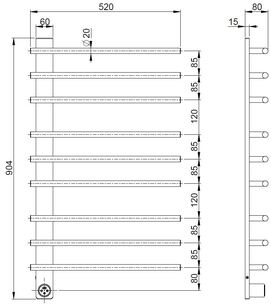 Фото Полотенцесушитель электрический Vincea 52x90,4 VTD-2SC3BN с таймером, брашированный никель