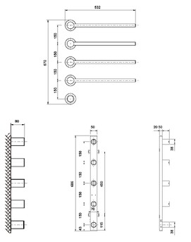 Фото Полотенцесушитель электрический Vincea 53.2x60 VTD-2H1MB с таймером, черный матовый