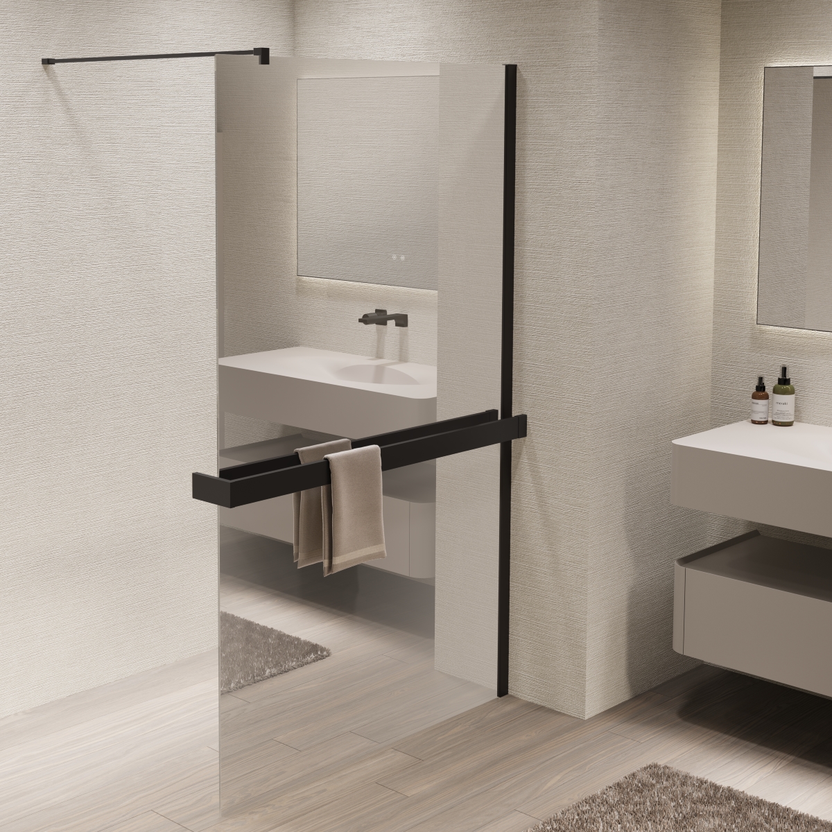 Душевая перегородка Walk In Vincea 90x200 VSW-1HR900MRB стекло зеркальное профиль черный 33190₽