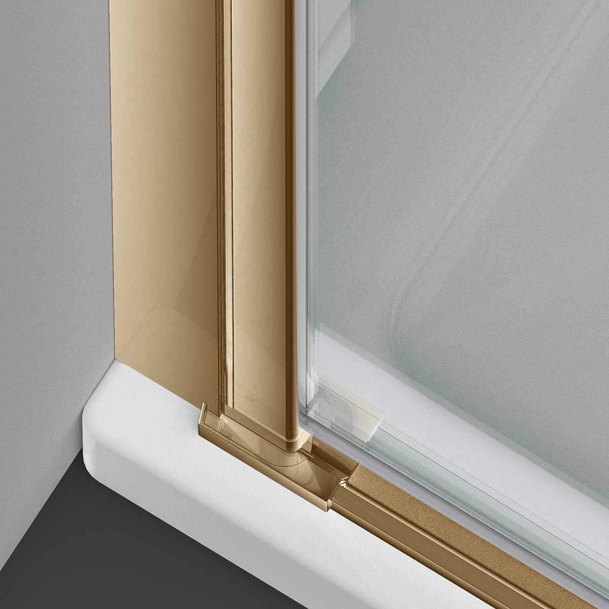 Душевая дверь Vincea Alpha 60x195 VDP-3AL600CLG стекло прозрачное, профиль брашированное золото - фото 4