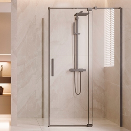 Душевой уголок Vincea Extenza 110-120x100 VSR-4EX111210CLGM стекло прозрачное, профиль вороненая сталь