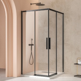 Душевой уголок Vincea Slim 8mm 90x90 VSS-4SL900CLB стекло прозрачное, профиль черный