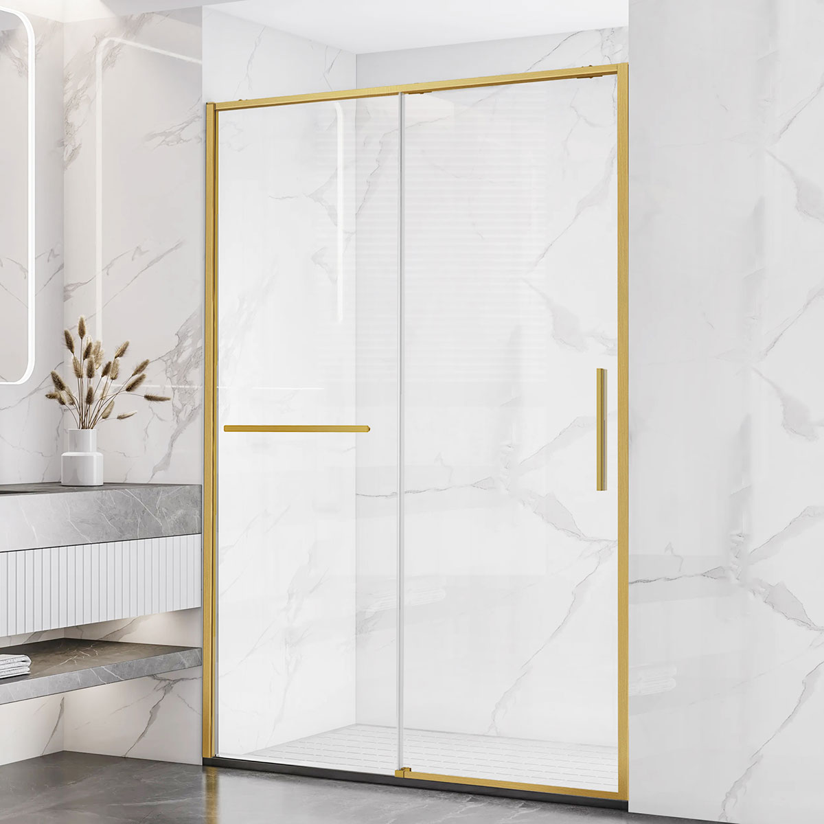 Душевая дверь Vincea Slim Soft 120x200 VDS-1SS120CLG стекло прозрачное, профиль брашированное золото