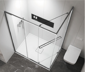 Фото Душевой уголок Vincea Tesi 120x90 VSRW-7TS9012CLGM стекло прозрачное, профиль вороненая сталь