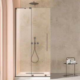 Душевая перегородка Vincea Walk-In 120 см VSW-4WSL120CLGM-L стекло прозрачное, профиль вороненая сталь, левая