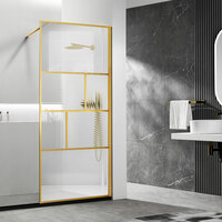 Душевые перегородки Vincea Walk in HC Art 80 см VSW-1HC800CFBG стекло прозрачное, рифленое, профиль брашированное золото