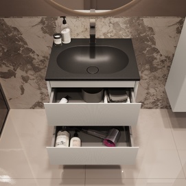 Фото Мебель для ванной комнаты Vincea Welle 60 см подвесная, 2 выкатных ящика soft-close, M.White