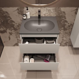 Фото Мебель для ванной комнаты Vincea Welle 60 см подвесная, 2 выкатных ящика soft-close, M.White