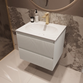 Фото Мебель для ванной комнаты Vincea Welle 60 см подвесная, 2 выкатных ящика soft-close, M.White