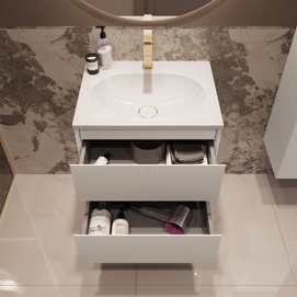 Фото Мебель для ванной комнаты Vincea Welle 60 см подвесная, 2 выкатных ящика soft-close, M.White