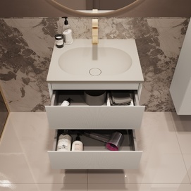 Фото Мебель для ванной комнаты Vincea Welle 60 см подвесная, 2 выкатных ящика soft-close, M.White