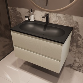 Фото Мебель для ванной комнаты Vincea Welle 80 см подвесная, 2 выкатных ящика soft-close, M.Beige