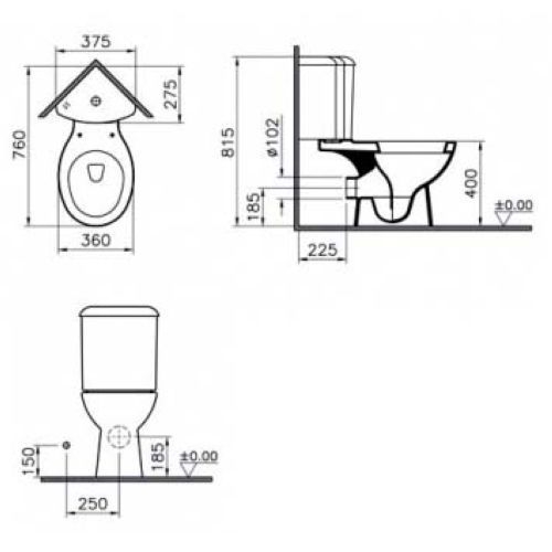 Унитаз угловой Vitra Arkitekt 9754B003-7201 с крышкой, цвет белый - фото 3