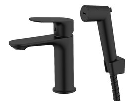 Смеситель для раковины с гигиеническим душем Voda Shore Black SHR27HB