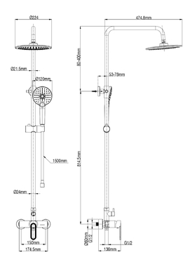 Фото Душевая стойка WONZON & WOGHAND WW-B2166-A-BG брашированное золото