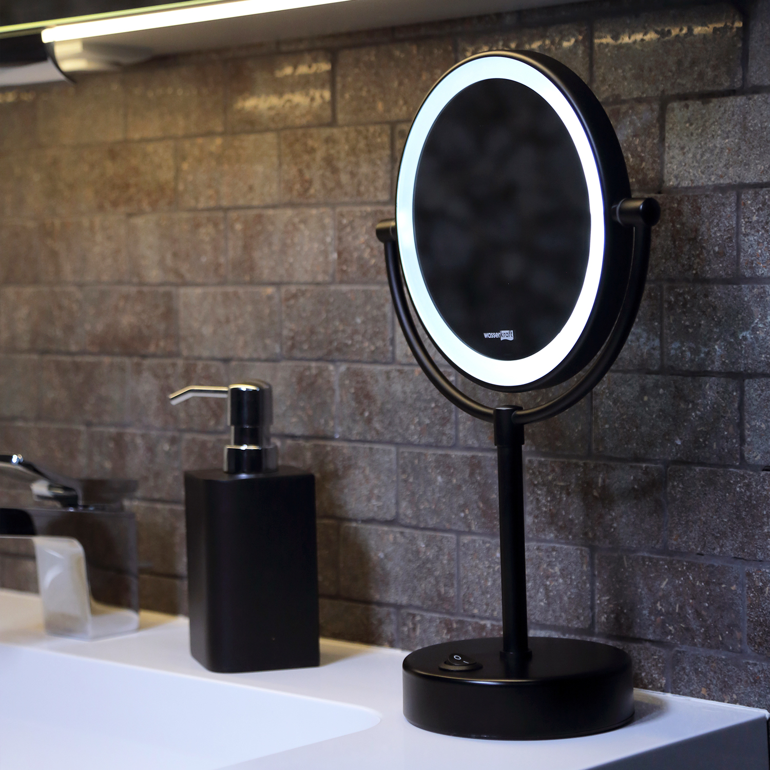 Косметическое зеркало Wasserkraft Elbe K-1005BLACK двухстороннее, черное, цвет черный - фото 2