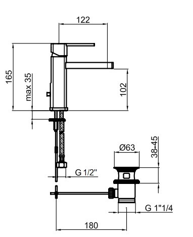 Смеситель для раковины Webert Azeta New 830102.015, цвет хром - фото 2