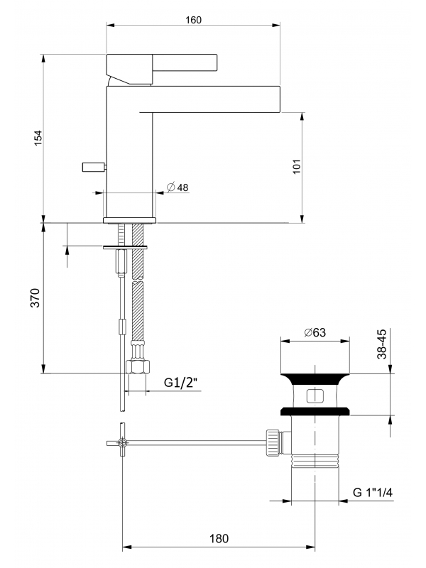 Смеситель для раковины Webert DoReMi 830102.015, цвет хром - фото 2