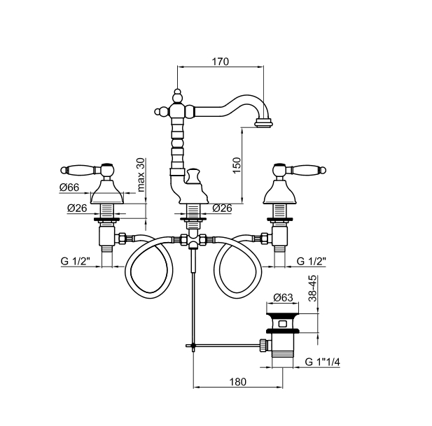 Смеситель для раковины Webert Dorian 750202.015, цвет хром - фото 2