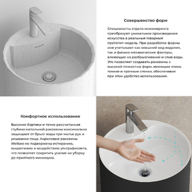 Фото Напольная раковина Wellsee Chalice Perfection 45 см 230616000 из акрила, матовая черная, глянцевая белая