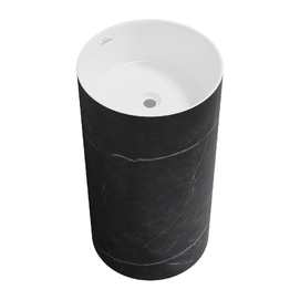 Напольная раковина Wellsee Chalice Perfection 45 см 230617000 из акрила, матовый черный мрамор, глянцевая белая