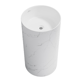 Напольная раковина Wellsee Chalice Perfection 45 см 230619000 из акрила, матовый белый мрамор, глянцевая белая