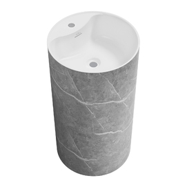 Напольная раковина Wellsee Chalice Perfection 45 см 230625000 из акрила, матовый серый мрамор, глянцевая белая