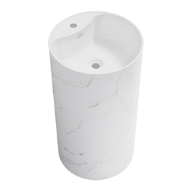 Напольная раковина Wellsee Chalice Perfection 45 см 230626000 из акрила, матовый белый мрамор, глянцевая белая