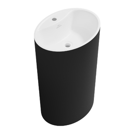 Напольная раковина Wellsee Coquillage 50 см 232803000 из акрила, матовая черная, глянцевая белая