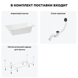 Фото Акриловая ванна Wellsee FreeDom 180x85 встраиваемая, белая, на каркасе, со сливом и донным клапаном 202010535