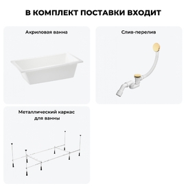 Фото Акриловая ванна Wellsee FreeDom 180x85 встраиваемая, белая, на каркасе, со сливом и донным клапаном 202010538