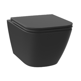 Фото Подвесной унитаз Wellsee Pure BY Wellsee 182604001 безободковый, с крышкой микролифт, матовый черный