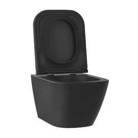 Фото Подвесной унитаз Wellsee Pure BY Wellsee 182604001 безободковый, с крышкой микролифт, матовый черный