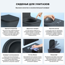 Фото Подвесной унитаз Wellsee Pure BY Wellsee 182604001 безободковый, с крышкой микролифт, матовый черный
