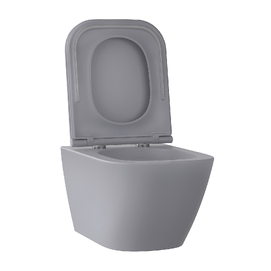 Фото Подвесной унитаз Wellsee Pure BY Wellsee 182605001 безободковый, с крышкой микролифт, матовый серый