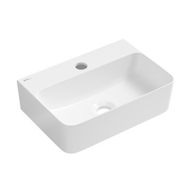 Маленькая раковина в туалет Wellsee WC Area 37 см 321803000 подвесная, из фарфора Refceram, глянцевая белая