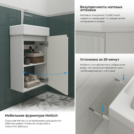 Фото Мебель для ванной комнаты Wellsee WC Area 40 см 221801001 подвесная,  матовая белая