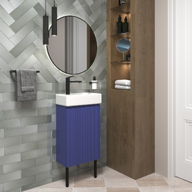 Фото Мебель для ванной комнаты Wellsee WC Area 40 см 221804006 подвесная и напольная, с черными ножками, матовая синий
